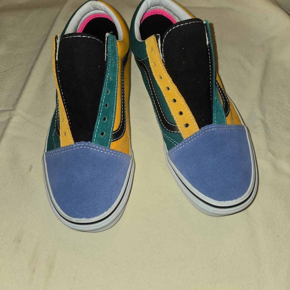 Vans Old Skool Mix & Match Cadmium Yellow Tidepool Colorblock Sneakers